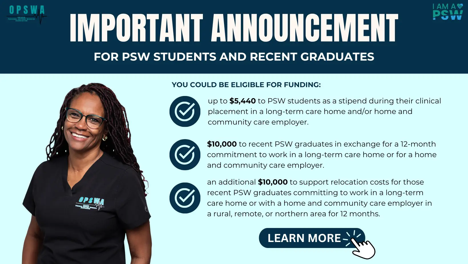 PSW Students and Graduates - Learn more about funding your career